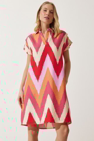 $Robe droite en lin - Rouge