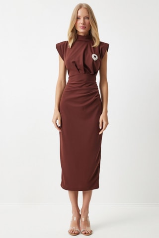 $Robe fourreau - Marron