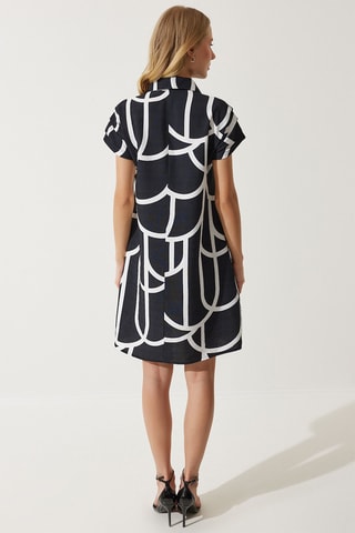 $Robe polo en lin - Noir