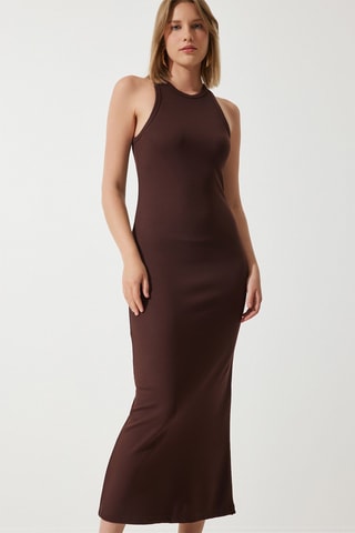 $Robe midi - Marron