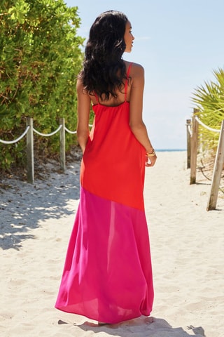 $Robe longue Rouge et fuchsia