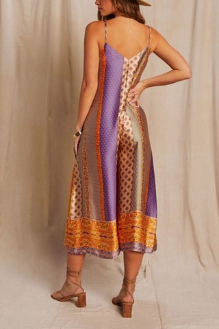 $Robe midi - Violet et beige