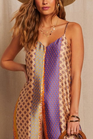 $Robe midi - Violet et beige