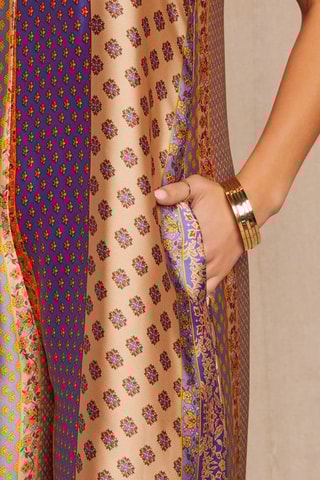 $Robe midi - Violet et beige