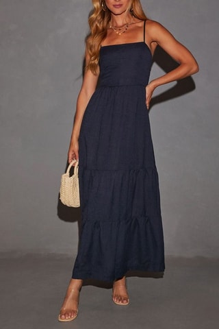$Robe longue - Bleu marine