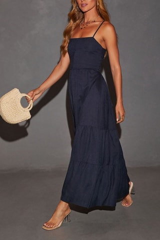 $Robe longue - Bleu marine
