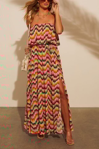$Robe bustier - Kaki et rose