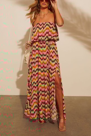 $Robe bustier - Kaki et rose