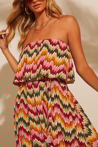 $Robe bustier - Kaki et rose