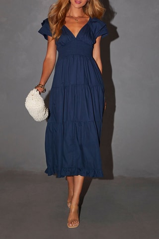 $Robe longue - Bleu marine