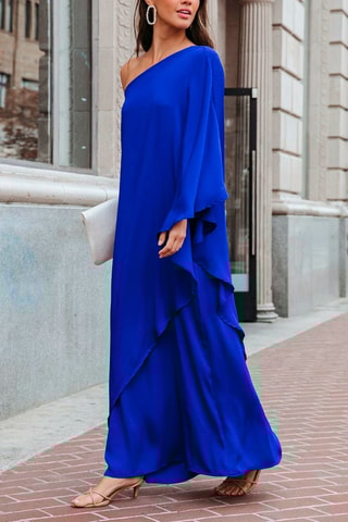 $Robe asymétrique Bleu