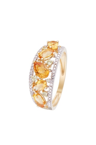 $Bague Olivines - Or jaune, diamants, péridots et citrines