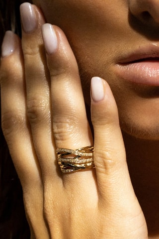 $Bague Entrelacs Eternel  Or jaune et diamants