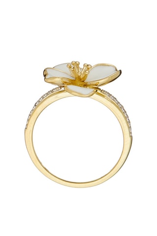 $Bague Orchidée Or jaune, diamants et émail