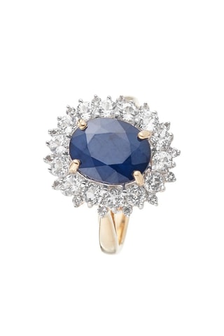 $Bague Soleil Bleu Or jaune, topaze et saphir