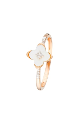 $Bague Cardamine Or rose, diamants et nacre