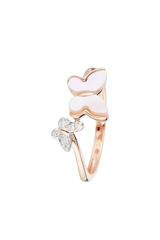 $Bague Nuée Or rose, diamants et nacre