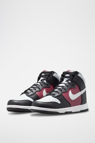 $ Dunk High en cuir - Noir et bordeaux