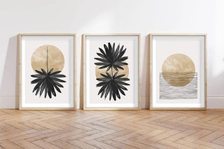 $3 tableaux Huhu210 - Noir et doré - 70 x 50 cm