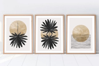 $3 tableaux Huhu210 - Noir et doré - 70 x 50 cm