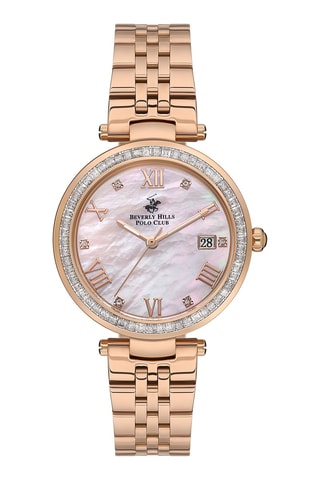 $Montre à quartz en acier et céramique - Doré rose