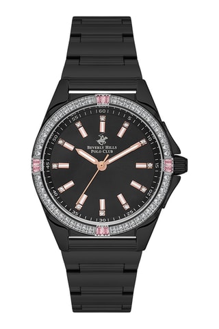 $Montre à quartz en acier et céramique - Noir