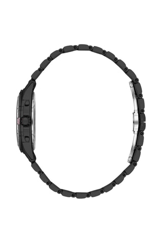 $Montre à quartz en acier et céramique - Noir