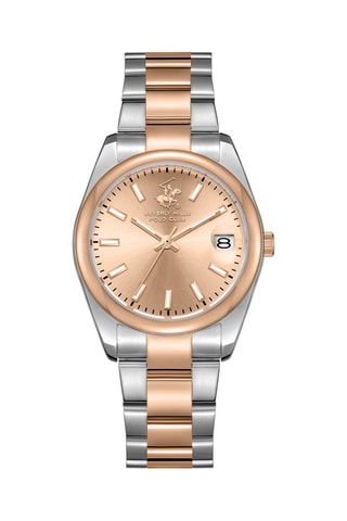 $Montre à quartz en acier et céramique - Argenté et doré rose