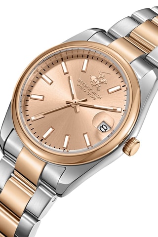 $Montre à quartz en acier et céramique - Argenté et doré rose