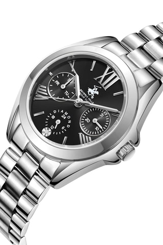 $Montre à quartz en acier, céramique et diamant - Argenté et noir