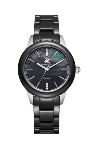 $Montre à quartz en acier et céramique - Noir et argenté