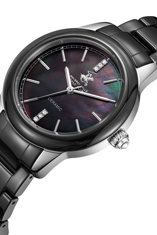 $Montre à quartz en acier et céramique - Noir et argenté