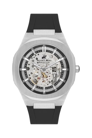 $Montre automatique en silicone et céramique - Noir et argenté