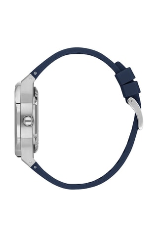 $Montre automatique en silicone et céramique - Bleu marine et argenté