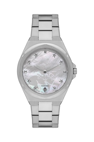 $Montre à quartz en acier, céramique et diamant - Argenté