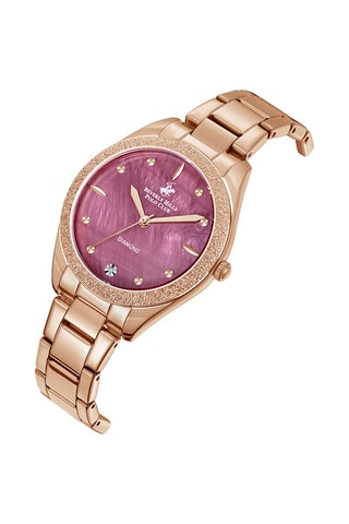 $Montre à quartz en alliage et diamant - Doré rose et bordeaux
