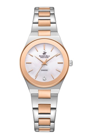 $Montre à quartz en alliage et diamant - Argenté et doré rose