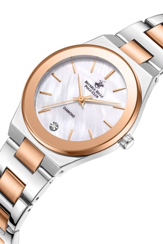 $Montre à quartz en alliage et diamant - Argenté et doré rose
