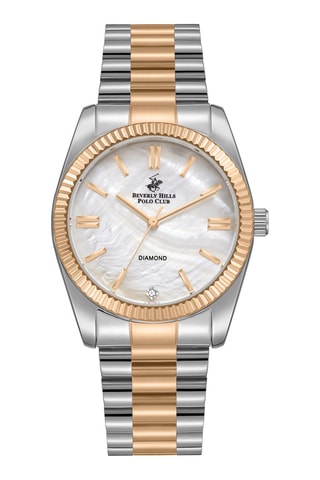 $Montre à quartz en alliage et diamant - Argenté et doré rose