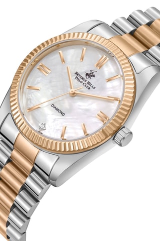 $Montre à quartz en alliage et diamant - Argenté et doré rose