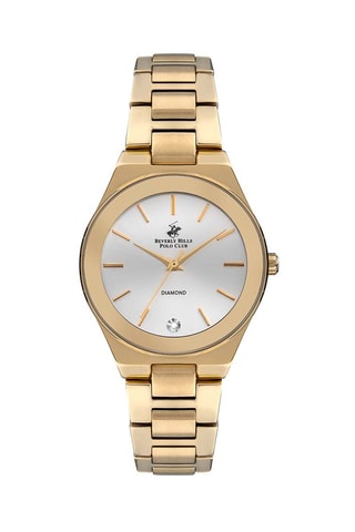 $Montre à quartz en acier et diamant - Doré