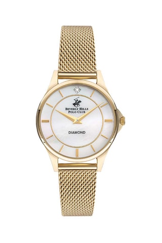 $Montre à quartz en acier et diamant - Doré