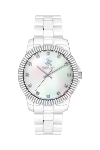 $Montre à quartz en acier - Blanc et argenté