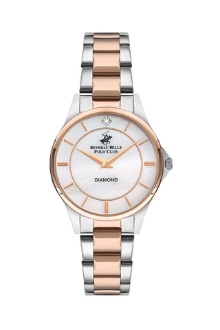 $Montre à quartz en acier et diamant - Argenté et doré rose