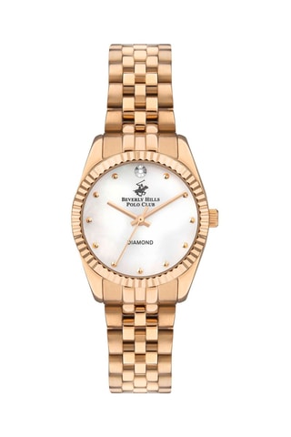 $Montre à quartz en acier et diamant - Doré rose