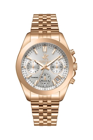 $Montre à quartz en acier, céramique et diamant - Rose gold et gris