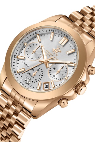 $Montre à quartz en acier, céramique et diamant - Rose gold et gris