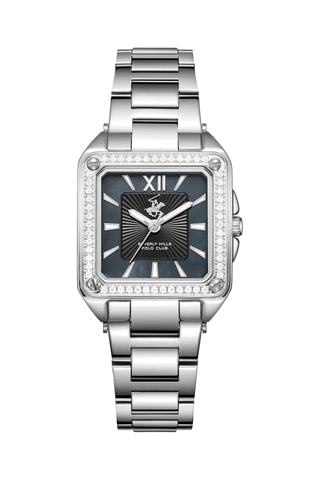 $Montre à quartz en acier et céramique - Argenté et noir