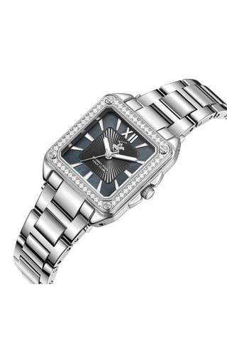 $Montre à quartz en acier et céramique - Argenté et noir