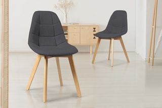 $2 chaises Gabriella - Anthracite et naturel